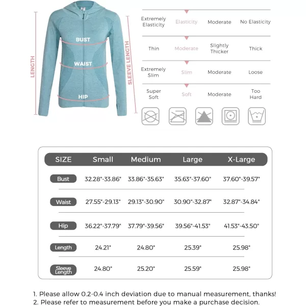 Yvette Running Workout Athletic Fitted Jackets for Women Long Sleeve Zip up Hooded LightweightLake Blue