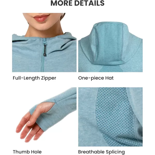 Yvette Running Workout Athletic Fitted Jackets for Women Long Sleeve Zip up Hooded LightweightLake Blue