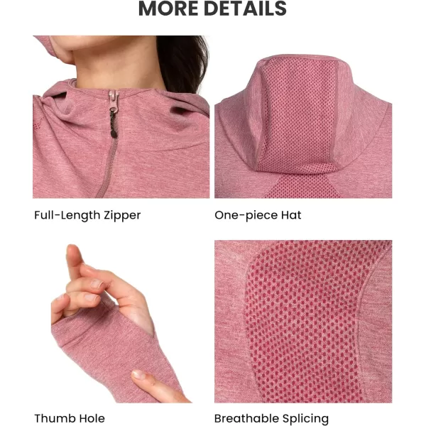 Yvette Running Workout Athletic Fitted Jackets for Women Long Sleeve Zip up Hooded LightweightPeach Red