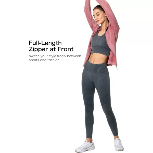 Yvette Running Workout Athletic Fitted Jackets for Women Long Sleeve Zip up Hooded LightweightPeach Red