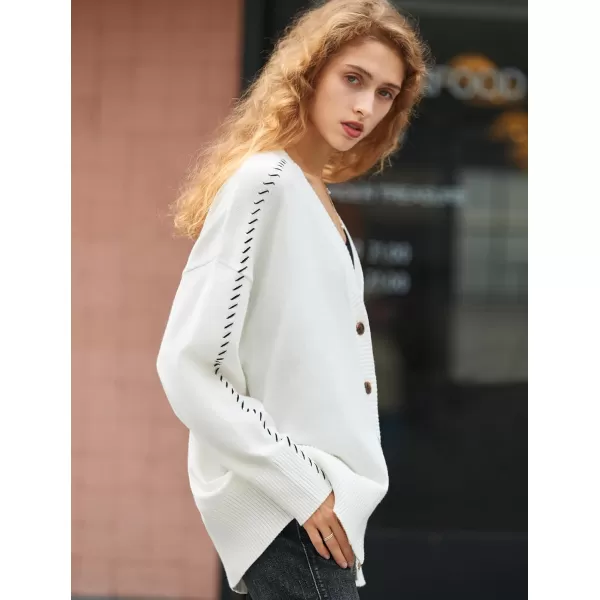 Yvette Striped Cardigan Womens Sweater Button Up V Neck Long Sleeve Knit Jacket 2023 Fall Black White Stripe Coat2 White Shoulder Striped
