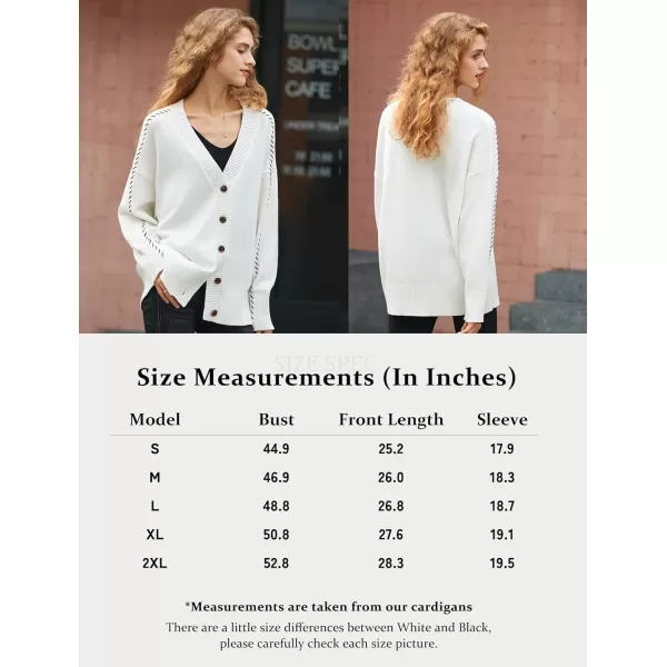 Yvette Striped Cardigan Womens Sweater Button Up V Neck Long Sleeve Knit Jacket 2023 Fall Black White Stripe Coat2 White Shoulder Striped
