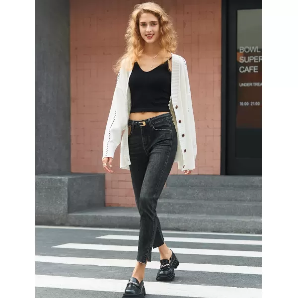 Yvette Striped Cardigan Womens Sweater Button Up V Neck Long Sleeve Knit Jacket 2023 Fall Black White Stripe Coat2 White Shoulder Striped