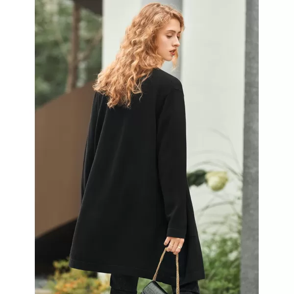 Yvette Womens Button Up Cardigan Dressy Long Sweater Blazer Jacket Knit Coat with Pockets 2023 Fall Work OfficeBlack