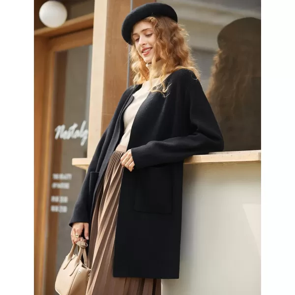 Yvette Womens Cardigan XS2XL Open Front Long Sweater with Pockets Plus Size Classy Dressy Casual Knit Coatigan CoatBlack