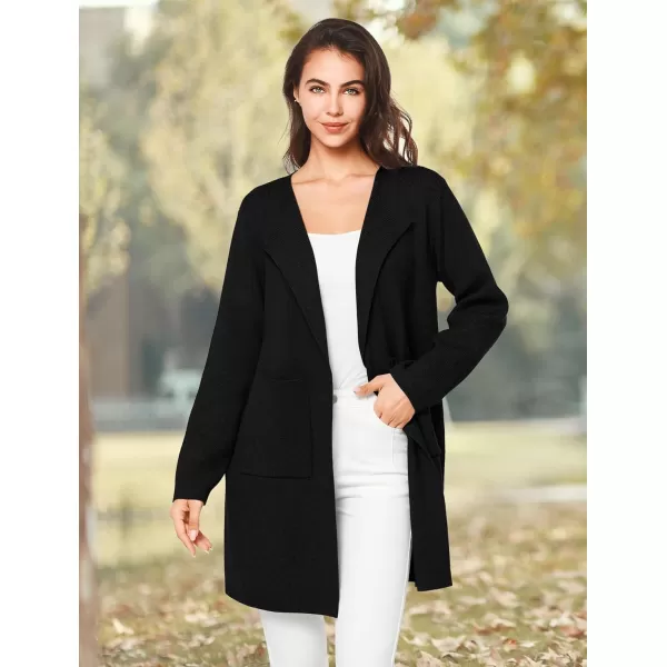 Yvette Womens Cardigan XS2XL Open Front Long Sweater with Pockets Plus Size Classy Dressy Casual Knit Coatigan CoatBlack