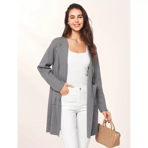 Yvette Womens Cardigan XS2XL Open Front Long Sweater with Pockets Plus Size Classy Dressy Casual Knit Coatigan CoatGrey