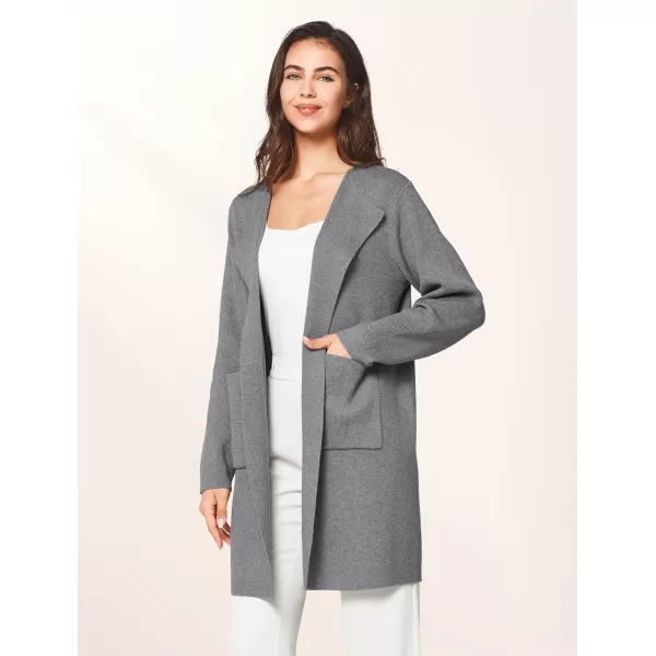 Yvette Womens Cardigan XS2XL Open Front Long Sweater with Pockets Plus Size Classy Dressy Casual Knit Coatigan CoatGrey