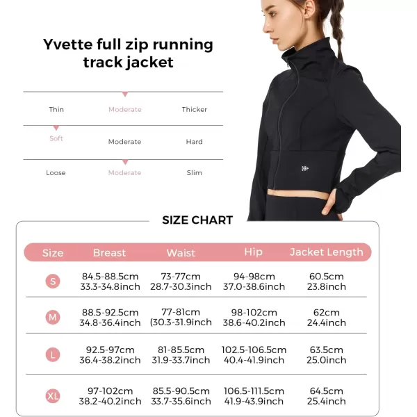 Yvette Womens Full Zip Athletic Jackets Lightweight Running Workout Jacket with Thumb Holes Sports Crop TopBlack