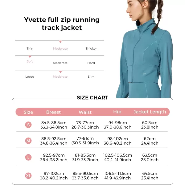 Yvette Womens Full Zip Athletic Jackets Lightweight Running Workout Jacket with Thumb Holes Sports Crop TopLake Blue
