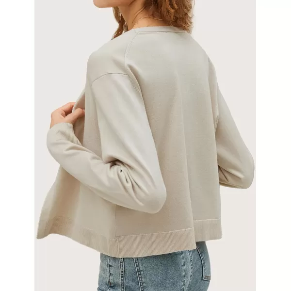Yvette Womens Lightweight Open Front Cropped Cardigan Long Sleeve Knit Shrugs for Dresses1off White