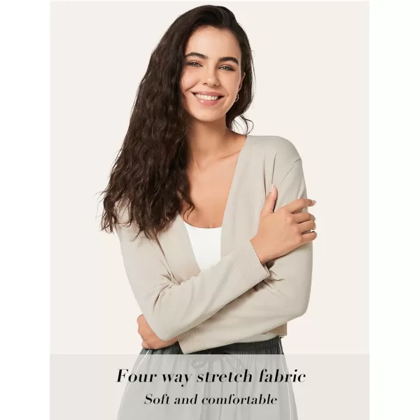 Yvette Womens Lightweight Open Front Cropped Cardigan Long Sleeve Knit Shrugs for Dresses1off White
