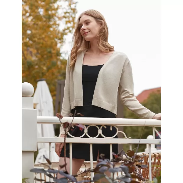 Yvette Womens Lightweight Open Front Cropped Cardigan Long Sleeve Knit Shrugs for Dresses1off White