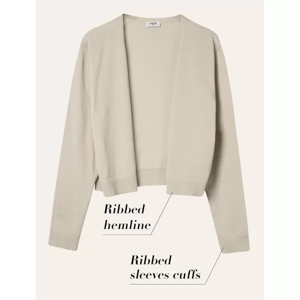 Yvette Womens Lightweight Open Front Cropped Cardigan Long Sleeve Knit Shrugs for Dresses1off White