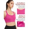 imageYvette Sports Bra High Impact Adjustable Criss Cross Back Full Support for Large Bust No BounceBright Rose Red