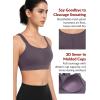 imageYvette Sports Bra High Impact Adjustable Criss Cross Back Full Support for Large Bust No BounceLavender
