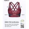 imageYvette Women High Impact Sports Bras Criss Cross Back Sexy Running Bra for Plus SizeBurgundy  Double Thin Strap  High Impact