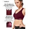 imageYvette Women High Impact Sports Bras Criss Cross Back Sexy Running Bra for Plus SizeBurgundy  Double Thin Strap  High Impact