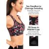 imageYvette Women High Impact Sports Bras Criss Cross Back Sexy Running Bra for Plus SizeRed Printed