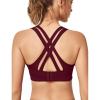 imageYvette Women High Impact Sports Bras Criss Cross Back Sexy Running Bra for Plus SizeBurgundy  Double Thin Strap  High Impact