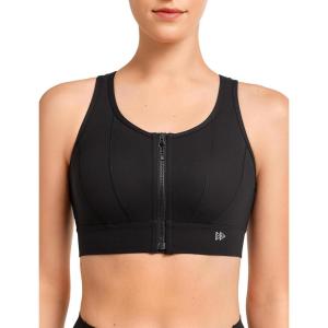 imageYvette Front Closure Sports Bras for Women High Support Large Bust Supportive Sports Bra High Impact for RunningBlack