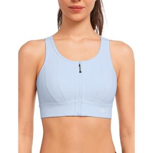 imageYvette Front Closure Sports Bras for Women High Support Large Bust Supportive Sports Bra High Impact for RunningBlue