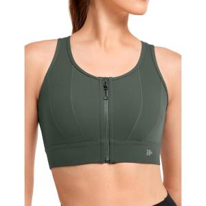 imageYvette Front Closure Sports Bras for Women High Support Large Bust Supportive Sports Bra High Impact for RunningDark Green