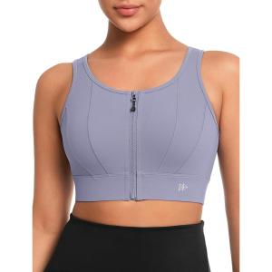 imageYvette Front Closure Sports Bras for Women High Support Large Bust Supportive Sports Bra High Impact for RunningLight Purple