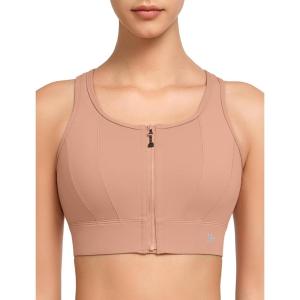 imageYvette Front Closure Sports Bras for Women High Support Large Bust Supportive Sports Bra High Impact for RunningPink