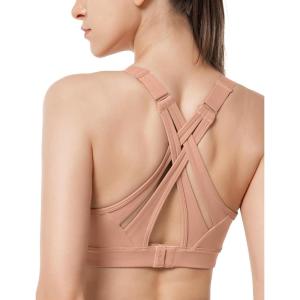 imageYvette Sports Bra High Impact Adjustable Criss Cross Back Full Support for Large Bust No BounceDark Pink