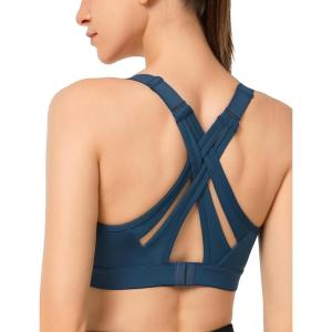 imageYvette Sports Bra High Impact Adjustable Criss Cross Back Full Support for Large Bust No BounceDark Royal Blue