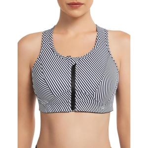 imageYvette Zip Front Sports Bra  High Impact Sports Bras for Women Plus Size Workout Fitness RunningBlack Printed
