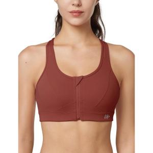 imageYvette Zip Front Sports Bra  High Impact Sports Bras for Women Plus Size Workout Fitness RunningBrick Red