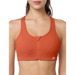 imageYvette Zip Front Sports Bra  High Impact Sports Bras for Women Plus Size Workout Fitness RunningOrange