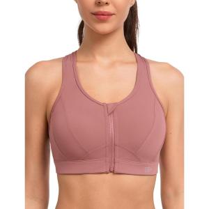 imageYvette Zip Front Sports Bra  High Impact Sports Bras for Women Plus Size Workout Fitness RunningRouge Pink
