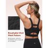imageYvette Elegant Mesh Back Yoga Bra Racerback Light Support Padded Wireless Bra Full Coverage Cropped Tank TopBlack