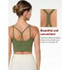 imageYvette Strappy Sports Bra Lightweight Series Workout Tank Tops Waffle Texture Removable Cups Yoga Bra for WomenGreen
