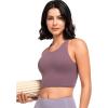 imageYvette Yoga Bras for Women Longline Sports Bra Racerback Workout Tops with Removable PadsPurple