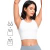 imageYvette Yoga Bras for Women Longline Sports Bra Racerback Workout Tops with Removable PadsWhite
