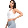 imageYvette Yoga Bras for Women Longline Sports Bra Racerback Workout Tops with Removable PadsWhite