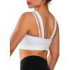 imageYvette Yoga Sports Bras Carving Series Spaghetti Strap Padded Breathable Workout Crop Tank Tops Sports Bra for WomenWhite