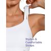 imageYvette Yoga Sports Bras Carving Series Spaghetti Strap Padded Breathable Workout Crop Tank Tops Sports Bra for WomenWhite