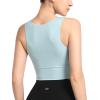 imageYvette Yoga Sports Bras for Women Longline Square Neck Plain Light Support Padded Wireless Bra Full Coverage Cropped Tank TopBlue
