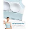 imageYvette Yoga Sports Bras for Women Longline Square Neck Plain Light Support Padded Wireless Bra Full Coverage Cropped Tank TopBlue