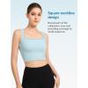 imageYvette Yoga Sports Bras for Women Longline Square Neck Plain Light Support Padded Wireless Bra Full Coverage Cropped Tank TopBlue