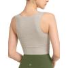 imageYvette Yoga Sports Bras for Women Longline Square Neck Plain Light Support Padded Wireless Bra Full Coverage Cropped Tank TopLight Beige