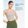 imageYvette Yoga Sports Bras for Women Longline Square Neck Plain Light Support Padded Wireless Bra Full Coverage Cropped Tank TopLight Beige