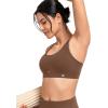 imageYvette Yoga Sports Bras for Women Low Impact Paded Racerback Bra with Removable PadsBrown