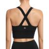 imageYvette Longline Cross Strap Sports Bras for Women Vivid Threaded Wide Sides Ypga Bra Light SupportBlack