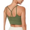 imageYvette Strappy Sports Bra Lightweight Series Workout Tank Tops Waffle Texture Removable Cups Yoga Bra for WomenGreen